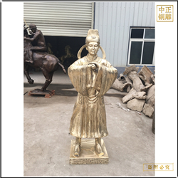 鑄銅關(guān)公 古代戴帽子人物雕塑