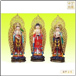 鑄銅關公 背光西方三圣佛像