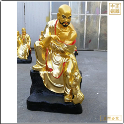 鑄銅關公 貼金十八羅漢之探手羅漢銅雕