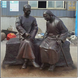 鑄銅關公 古代人物聊閑天銅雕塑