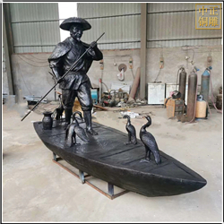 鑄銅關公 捕魚雕塑制作圖片