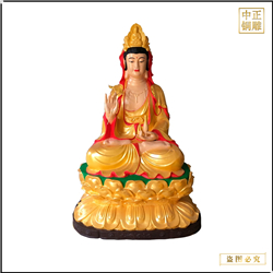 鑄銅關公 貼金觀世音菩薩銅佛像