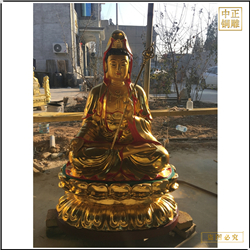 鑄銅關公 貼金坐像觀音菩薩雕塑