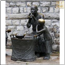 鑄銅關公 商業街吹糖人銅像