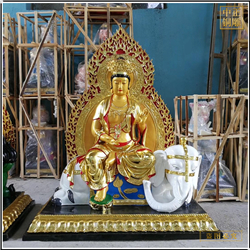 鑄銅關公 貼金文殊普賢菩薩佛像制作