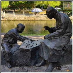 鑄銅關公 下象棋景觀雕塑圖片