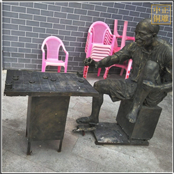 鑄銅關公 下象棋老人雕塑