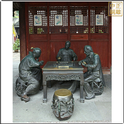 鑄銅關公 打麻將人物雕塑