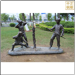 鑄銅關公 放鞭炮民俗雕塑