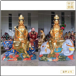 鑄銅關公 大型文殊普賢銅像批發