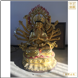 鑄銅關公 雙手合十坐蓮花觀音銅像