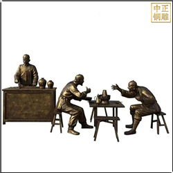 鑄銅關(guān)公 喝酒劃拳銅雕塑