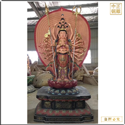 鑄銅關公 貼金千手觀音佛像報價