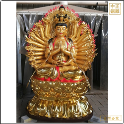 鑄銅關公 貼金千手觀音佛像廠家