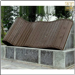 鑄銅關公 仿古書卷銅雕塑定制