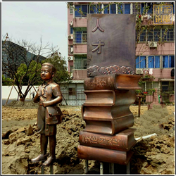 鑄銅關公 校園書本銅雕塑定制