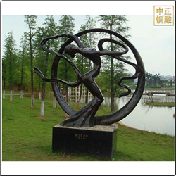 鑄銅關(guān)公 園林跳舞人物景觀雕塑定制