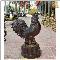 鑄銅關(guān)公 帶雞冠銅雞雕塑