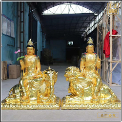 鑄銅關公 文殊普賢菩薩銅佛像定制