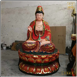 鑄銅關公 坐像彩繪觀世音菩薩雕塑