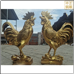 鑄銅關(guān)公 一對(duì)大型銅公雞雕塑