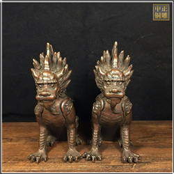 鑄銅關(guān)公 仿古做舊銅獬豸動(dòng)物雕塑