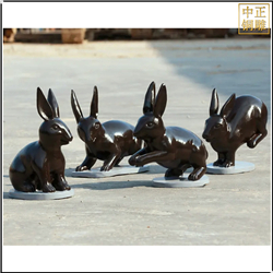鑄銅關公 園林小兔子動物雕塑