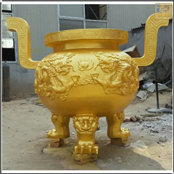 鑄銅關公 黃銅圓形銅香爐定制