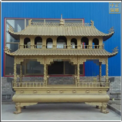 雙層方形銅香爐定制 雙層方形銅香爐定制