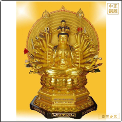 鑄銅關公 坐蓮千手觀音佛像