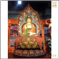 鑄銅關公 純銅彩繪坐像釋迦牟尼佛銅像