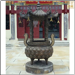 鑄銅關公 小型銅香爐雕塑