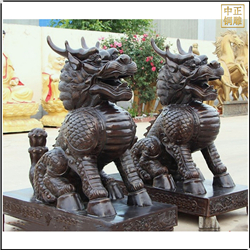 鑄銅關公 坐像銅麒麟雕塑定制