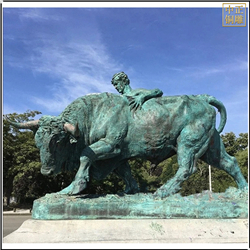 廣場(chǎng)大型人與銅牛雕塑 廣場(chǎng)大型人與銅牛雕塑