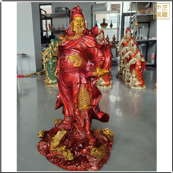 大型紅衣銅關公雕塑擺件 大型紅衣銅關公雕塑擺件