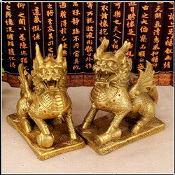 銅麒麟擺件一對 銅麒麟擺件一對
