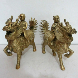 送子麒麟銅雕擺件一對 送子麒麟銅雕擺件一對
